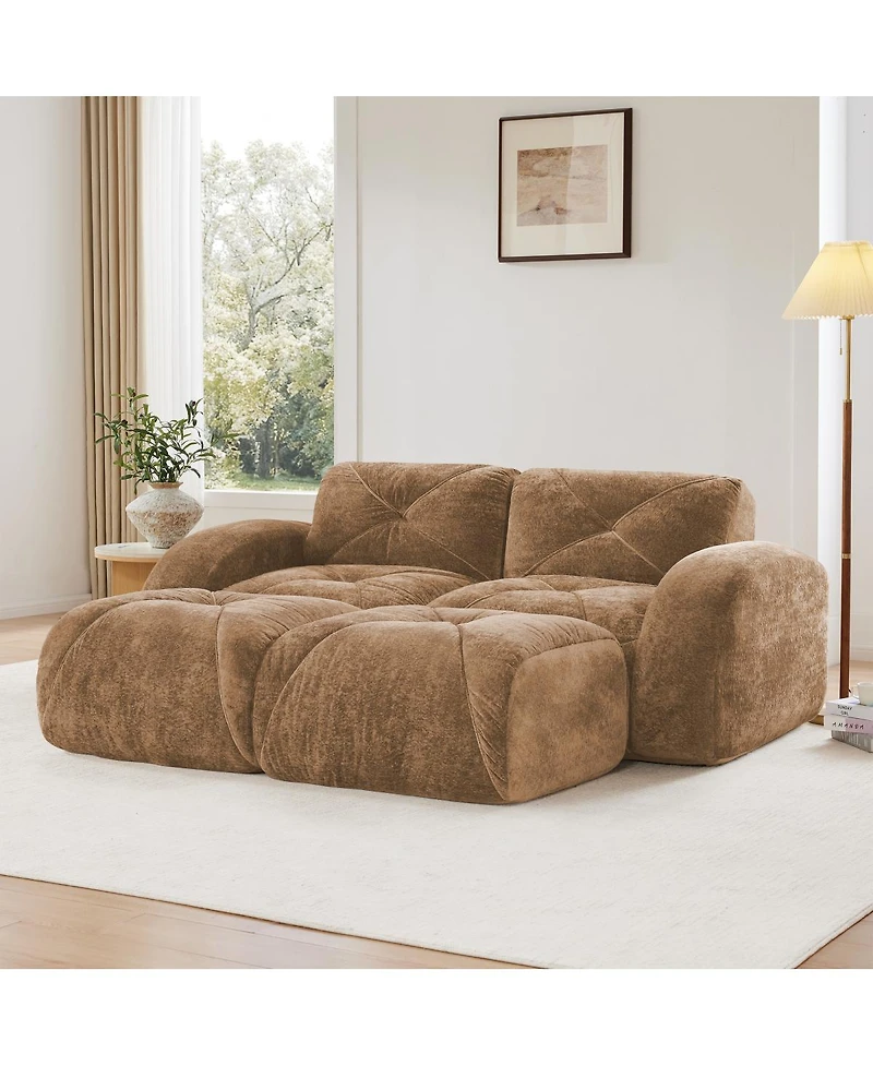 Streamdale Furniture U-shaped Boneless Sofa, Soft Velvet, Tufted, High Density Sponge