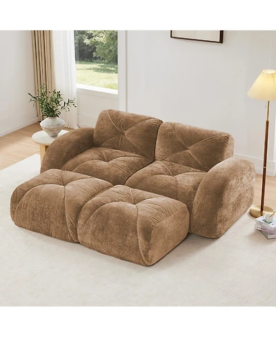 Streamdale Furniture U-shaped Boneless Sofa, Soft Velvet, Tufted, High Density Sponge