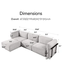Streamdale Furniture Fashionable modular chenille sofa with iron and wood frame, Light Gray