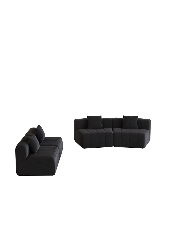 Streamdale Furniture Chenille Curved Sectional Sofa with 4 Pillows