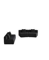 Streamdale Furniture Chenille Curved Sectional Sofa with 4 Pillows