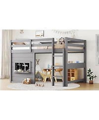 Draft - Streamdale Furniture Twin Loft Bed with Slide, Chalkboard, Bookshelf & Rails