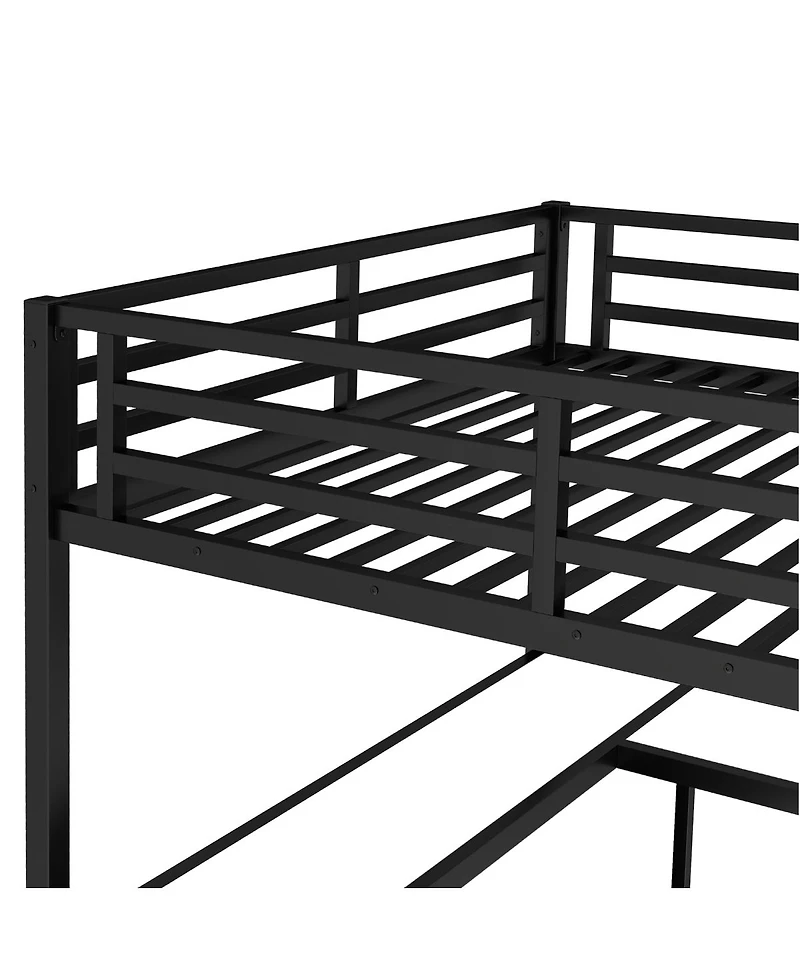 Streamdale Furniture Metal Loft Bed with Wardrobe & L-shaped Desk, Queen Size