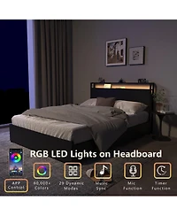 Streamdale Furniture Queen Bed Frame with Storage Headboard & Charging Station