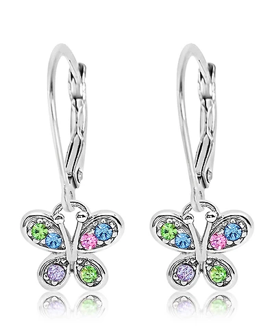 Chanteur Girls /Girl/Butterfly Crystal White Gold Palladium Plating Leverback Earring