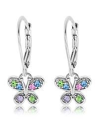 Chanteur Girls /Girl/Butterfly Crystal White Gold Palladium Plating Leverback Earring