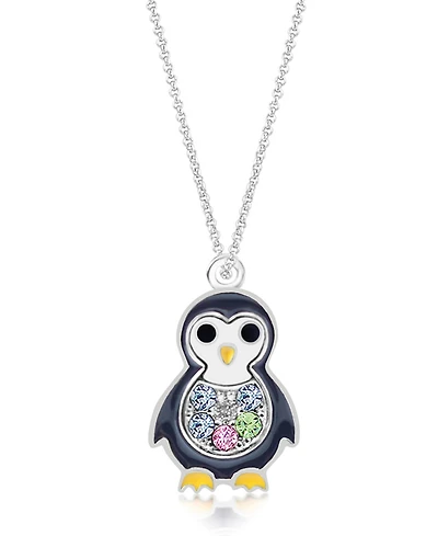 Chanteur/Girl/Penguin Crystal White Gold Palladium Plating Necklace
