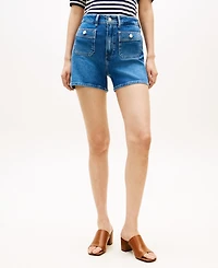 Tommy Hilfiger Women's White Denim Patch Pocket Shorts