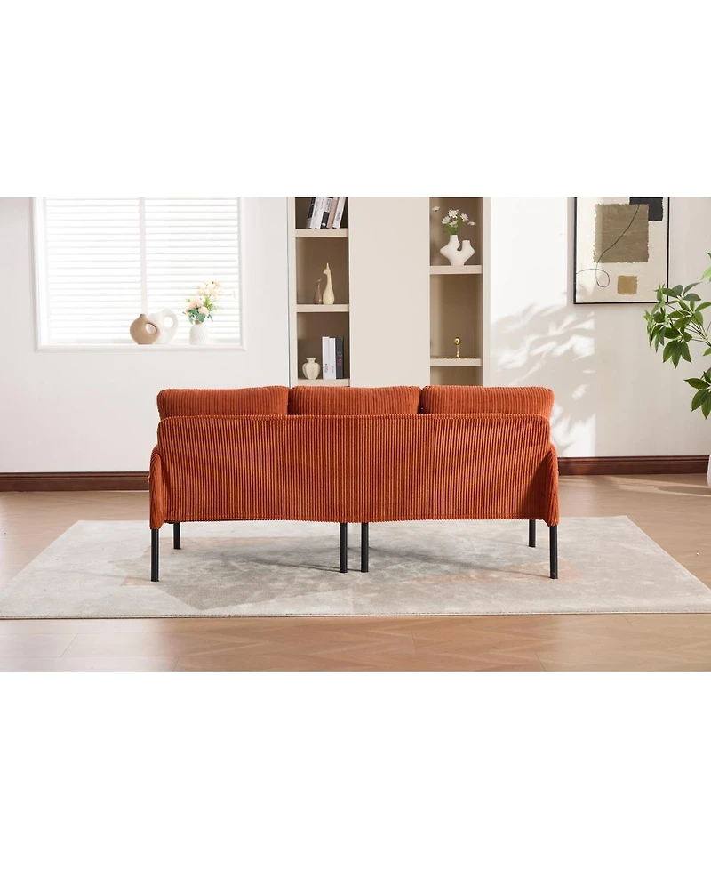 Streamdale Furniture Oversized Corduroy Loveseat Sofa with Metal Legs and Side Pockets