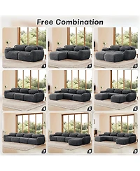 Streamdale Furniture Soft Plush Boneless Sofa, No Assembly, Anti-Slip, Ottoman, Pillows
