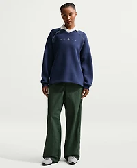 Nike Women's Sportswear Phoenix Fleece Graphic Polo Oversized Top