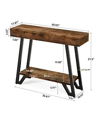 Tribesigns 41-Inch Console Table with Geometric Metal Frame, 2-Tier Entryway Tables with Storage Shelves, Industrial Hallway Sofa Table