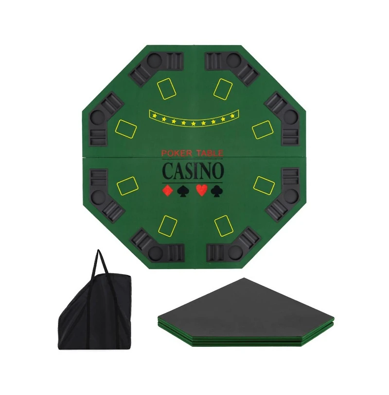 Hongge Folding Poker Table Top for 8 Players with Felt Surface Cup Holders and Chip Trays