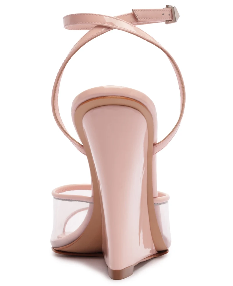 Schutz Women's Elodie Vinyl Pointed Toe Wedge Sandals