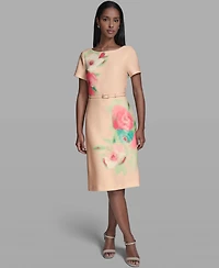 Karl Lagerfeld Paris Women's Floral Placed A-Line Dress