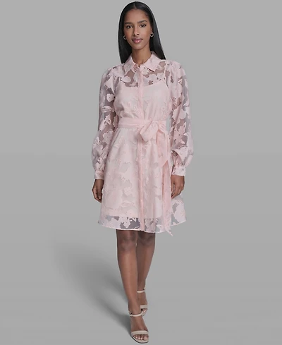 Karl Lagerfeld Paris Women's Floral Collared Shirt Dress