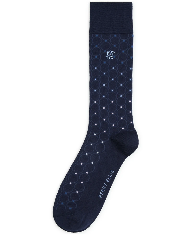 Perry Ellis Portfolio Men's Patterned Medallion Crew Socks