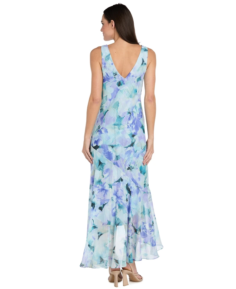 R & M Richards Women's Printed 3/4-Length Sleeve Jacket and Maxi Dress, 2 Piece Set