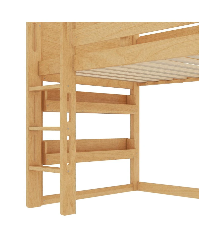 Streamdale Furniture Twin Loft Bed with Bookshelf, Slide, and Playful House Design for Kids