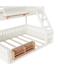 Streamdale Furniture Twin Xl over Queen Bunk Bed with Ladder, Guardrails, Pegboard & Bookshelf