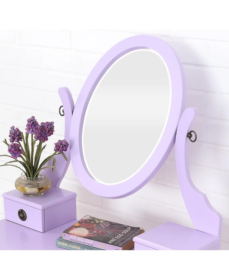Streamdale Furniture Streamdale Moniys Wood Moniya Makeup Vanity Table and Stool Set, Purple