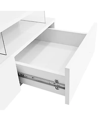 Streamdale Furniture Lift-Top Coffee Table w/ Drawers Glass Top & Led