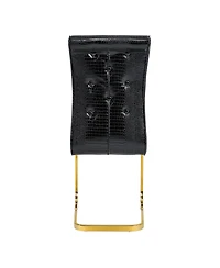 Streamdale Furniture Set of 4 Retro Alligator Upholstered Dining Chairs with Crystal Buckle & Gold Legs