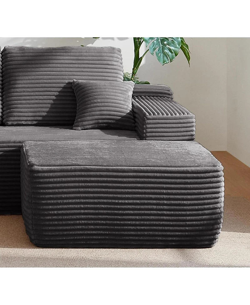 Streamdale Furniture Minimalist No-Assembly Corduroy Sectional Sofa with Chaise