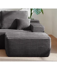 Streamdale Furniture Minimalist No-Assembly Corduroy Sectional Sofa with Chaise