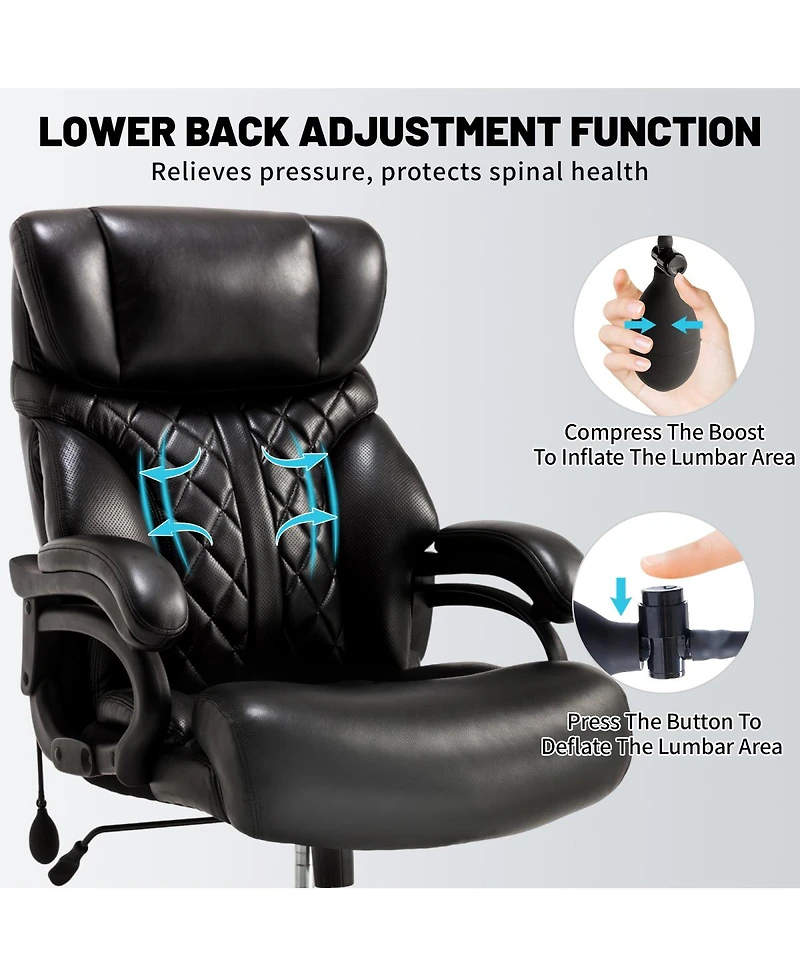 Streamdale Furniture Streamdale 600LBS Big & Tall Office Chair, Extra Wide Seat, Adjustable Lumbar, Heavy Duty Executive Chair