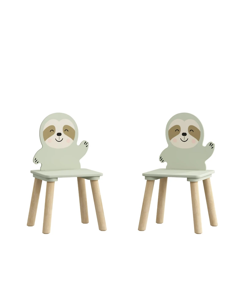 Streamdale Furniture Streamdale Kids Table and Chair Set with 2 Sloth Chairs, Wooden Toddler Activity Table - Sage Green & Wood