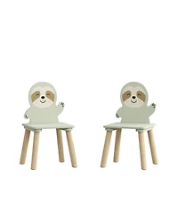 Streamdale Furniture Streamdale Kids Table and Chair Set with 2 Sloth Chairs, Wooden Toddler Activity Table - Sage Green & Wood