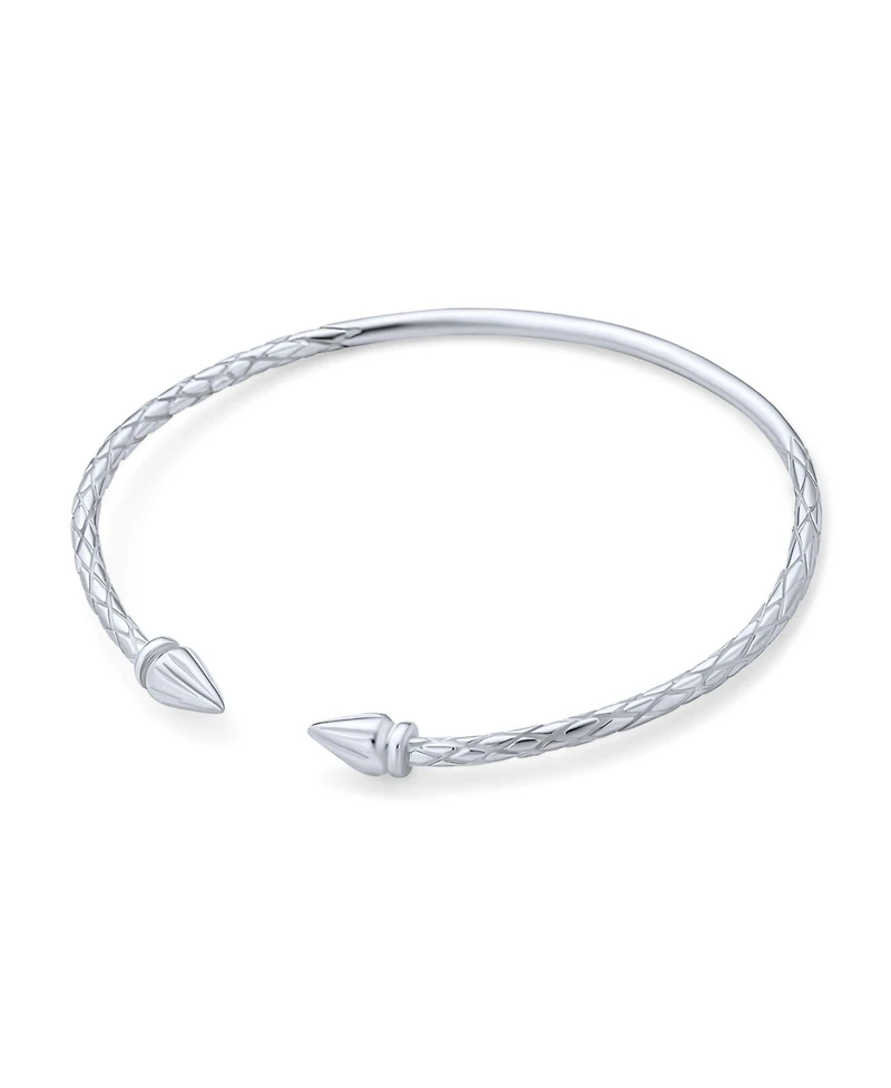 Bling Jewelry Western Jewelry Spear Acorn Pyramid Pointed Tips Stackable Bangle Bracelet .925 Sterling Silver