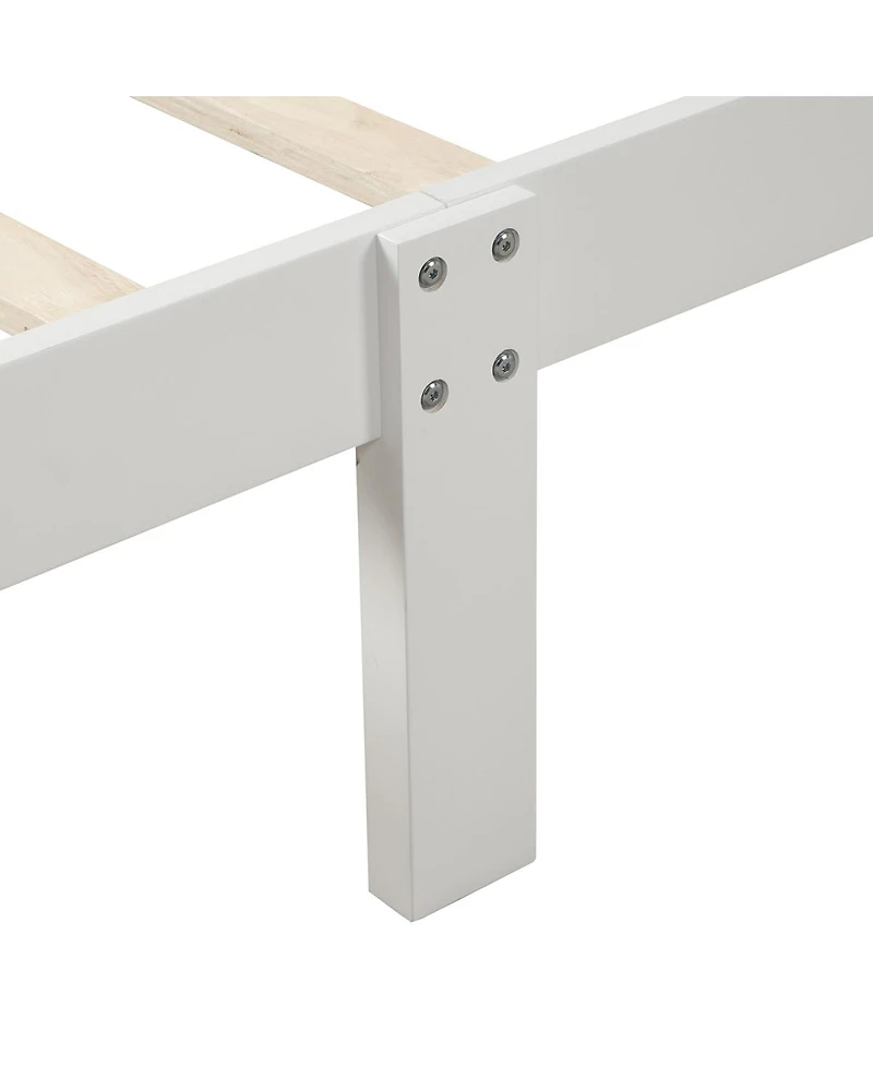 Streamdale Furniture Wood Platform Bed Twin Sleigh Bed Frame with Headboard/Footboard