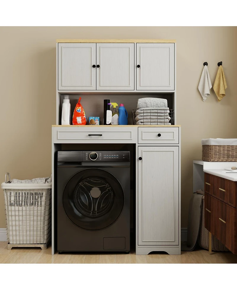 Streamdale Furniture Furniture Over the Washer/Dryer/Robot Vacuum Storage Cabinet
