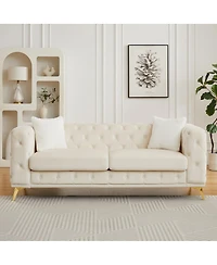Streamdale Furniture Streamdale Modern Luxury Velvet Sofa with Chesterfield Quilted Accents & Pillows