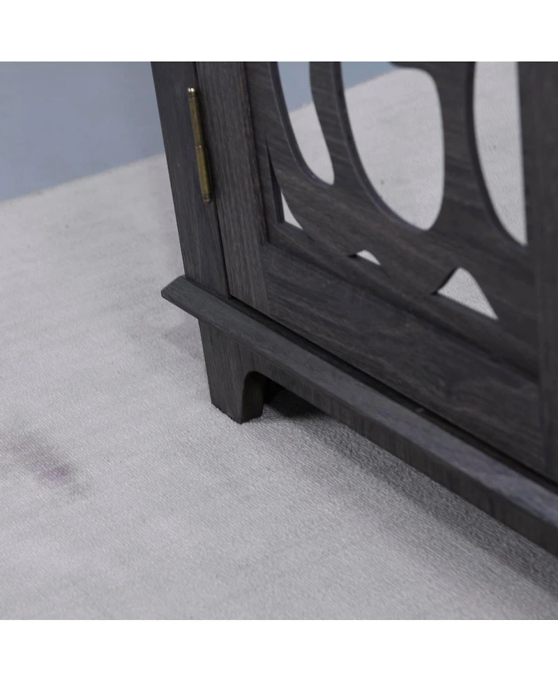 Streamdale Furniture Display sideboard buffet with 4 mirrored doors, adjustable shelves, dark Brown finish