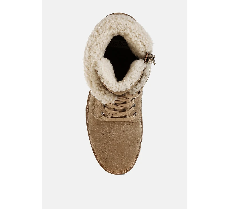 Madoka Fur Collar Chunky Ankle Boots Women