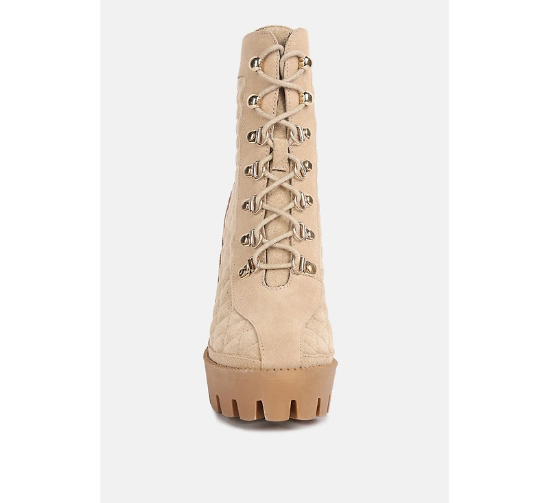 Yoko Womens Fine Suede Quilted Ankle Boots