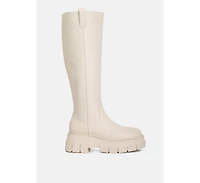 blume faux leather chunky platform knee length boots