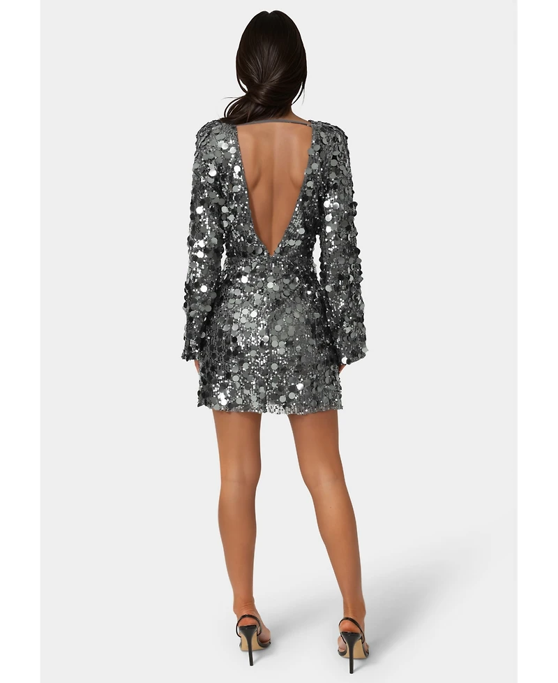 Bebe Women's Beaded Dolman Sleeve Mini Dress