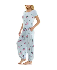 Roudelain Women's Short-Sleeve T-Shirt & Balloon Pants, 2-Piece Pajama Set