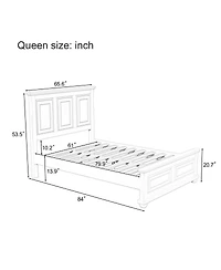 Streamdale Furniture Vintage Pinewood Queen Bed Frame, White
