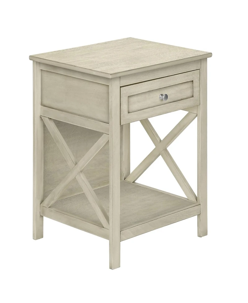 Streamdale Furniture Antique White Key West End Table, Washed 19" x 15.75" x 25