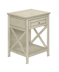 Streamdale Furniture Antique White Key West End Table, Washed 19" x 15.75" x 25