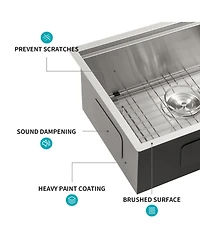 flynama 23inch Undermount Laundry Workstation Sink 16G T304 Stainless Steel Deep Single Bowl 23x19x13inch Utility Tub Sink with Full Accessories
