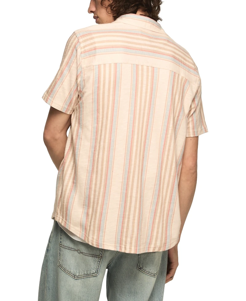 Lucky Brand Men's Short-Sleeve Striped Linen Knit Shirt