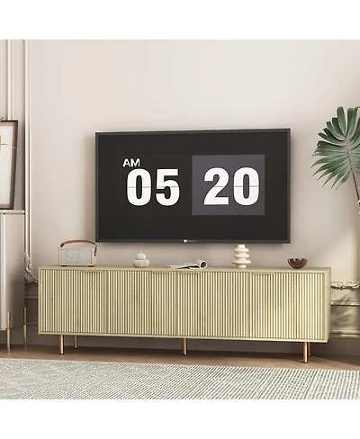 Streamdale Furniture Streamdale Wood Modern Tv Stand Fluted 68", Entertainment Center with Storage Doors, Media Cabinet