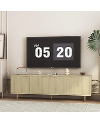 Streamdale Furniture Streamdale Wood Modern Tv Stand Fluted 68", Entertainment Center with Storage Doors, Media Cabinet