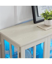 Streamdale Furniture Led Curio Display Cabinet with Glass Doors & Adjustable Shelves